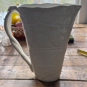 Elegant Michael Aram Forest Leaf White Ceramic Pitcher